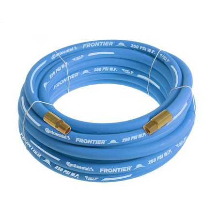 Continental 1/2" x 75' Blue EPDM Rubber Air Hose, 300 PSI, 1/2" MNPT x FNPSM HZU05030-75-31